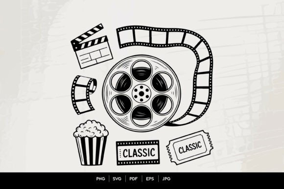 Download Classic Cinema Movie Line Art Set - Art Collection