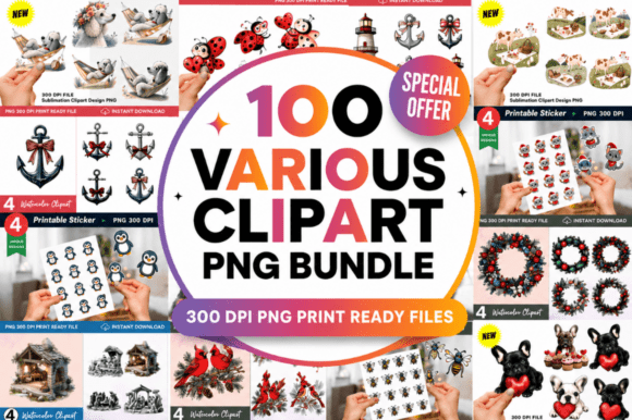 Download 100 Various Clipart Mega PNG Bundle - Art Collection