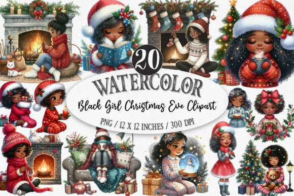 Download Black Girl Christmas Eve Clipart - Art Collection