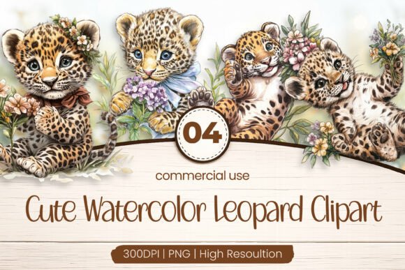 Download Cute Watercolor Leopard Clipart PNG - Art Collection