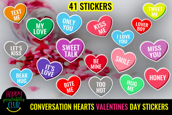 Download Conversation Hearts Valentines Day Stick - Art Collection