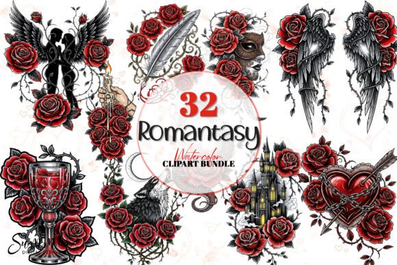 Download Enchanting Gothic Romantasy Clipart Bund - Art Collection