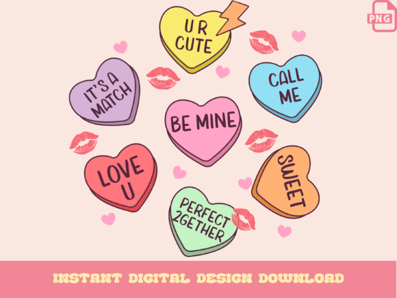 Download Retro Heart Candy, Conversation Hearts - Art Collection