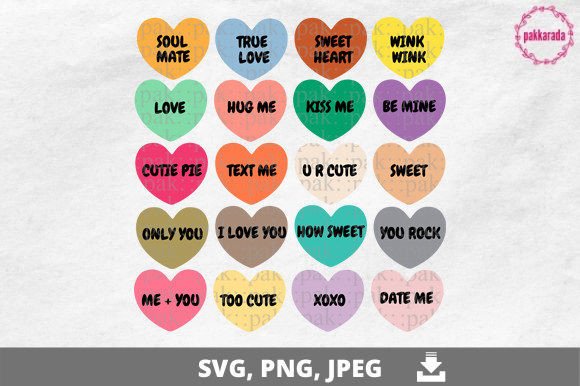 Download Valentines Conversation Hearts - Art Collection