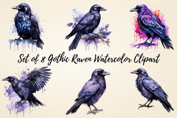 Download Gothic Raven Watercolor Clipart - Art Collection