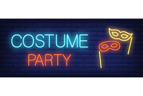 Download Costume Party Neon Sign. Glowing Inscrip - Art Collection