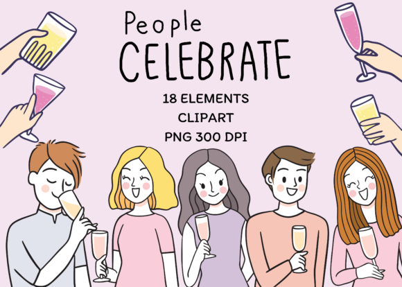 Download Cartoon Cute People Celebrate Clipart. - Art Collection