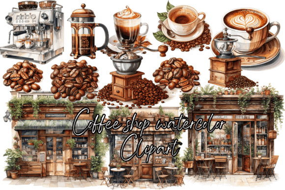 Download Coffee Shop Watercolor Clipart - Art Collection
