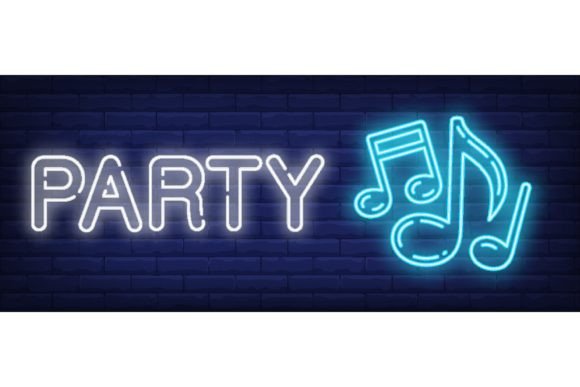 Download Party Neon Sign. Glowing Inscription Wit - Art Collection