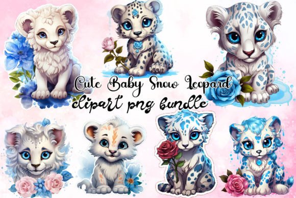 Download Cute Baby Snow Leopard Clipart PNG - Art Collection