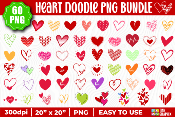 Download HEART DOODLE PNG BUNDLE -HEART PNG - Art Collection