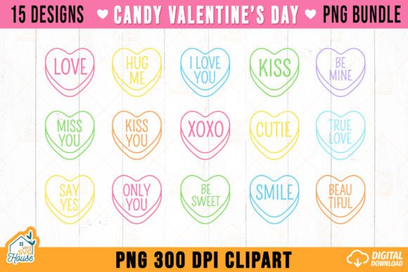 Download Conversation Candy Hearts Clipart Bundle - Art Collection