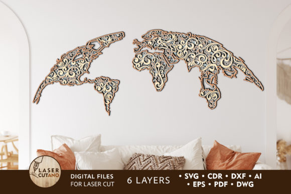 Download World Map Multilayer Laser Cut Files - World Collection