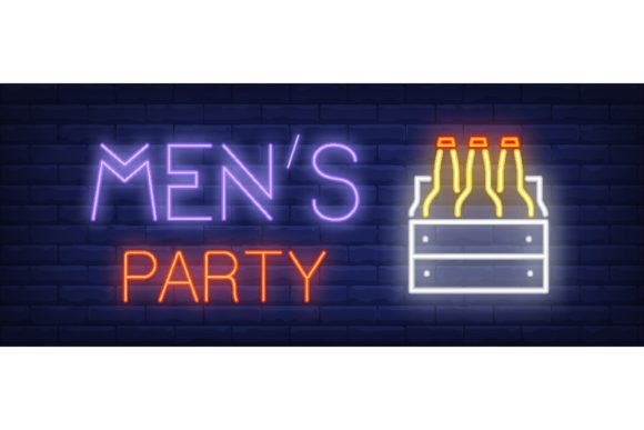 Download Mens Party Neon Sign. Glowing Inscriptio - Art Collection