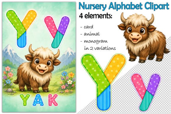 Download Alphabet Clipart Letter Y, Cute Yak PNG - Art Collection