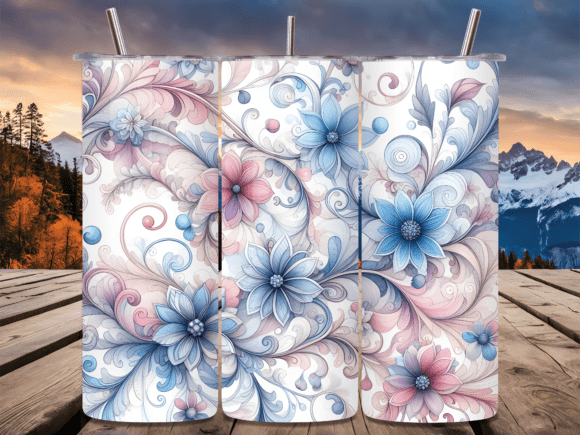 Download Pastel Floral Swirl Artistic Tumbler PNG - Art Collection