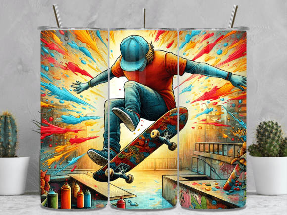 Download Graffiti Skater Pop Art Tumbler Wrap PNG - Art Collection
