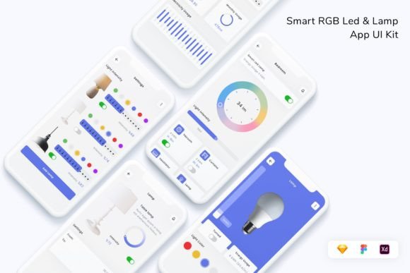 Download Smart RGB Led &amp; Lamp App UI Kit - Art Collection