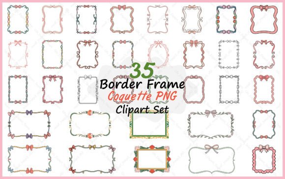 Download Coquette Border Frame PNG Clipart Bundle - Art Collection