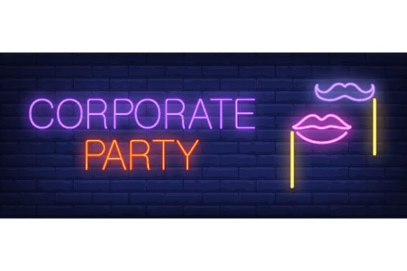 Download Corporate Party Neon Sign. Glowing Inscr - Art Collection