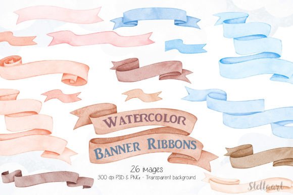 Download Watercolor Banner Ribbons Clipart - Art Collection