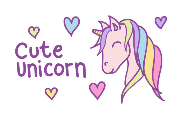 Download Cute Unicorn Cartoon with Love Graphic - Art Collection