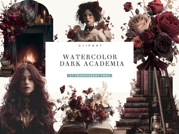 Download Watercolor Dark Academia Clipart - Art Collection