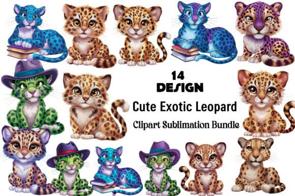 Download Cute Exotic Leopard Clipart PNG Bundle - Art Collection