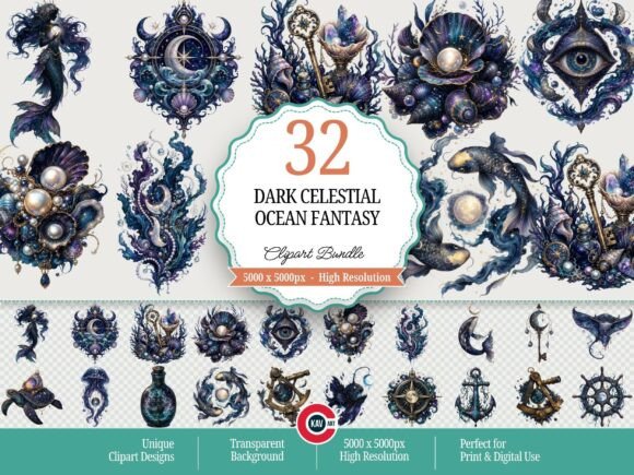 Download Dark Celestial Ocean Fantasy Clipart - Art Collection