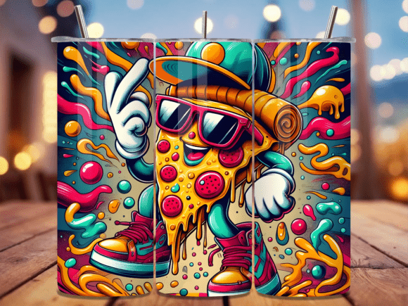 Download Cartoon Pizza Graffiti Art Tumbler Wrap - Art Collection