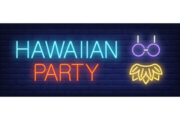 Download Hawaiian Party Neon Text with Leaf Skirt - Art Collection