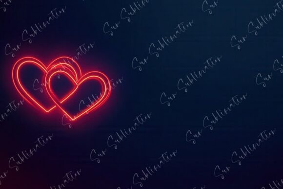 Download Illuminated Neon Hearts on a Dark Blue - Art Collection