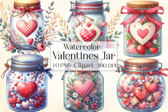 Download Watercolor Valentines Jar Clipart - Art Collection